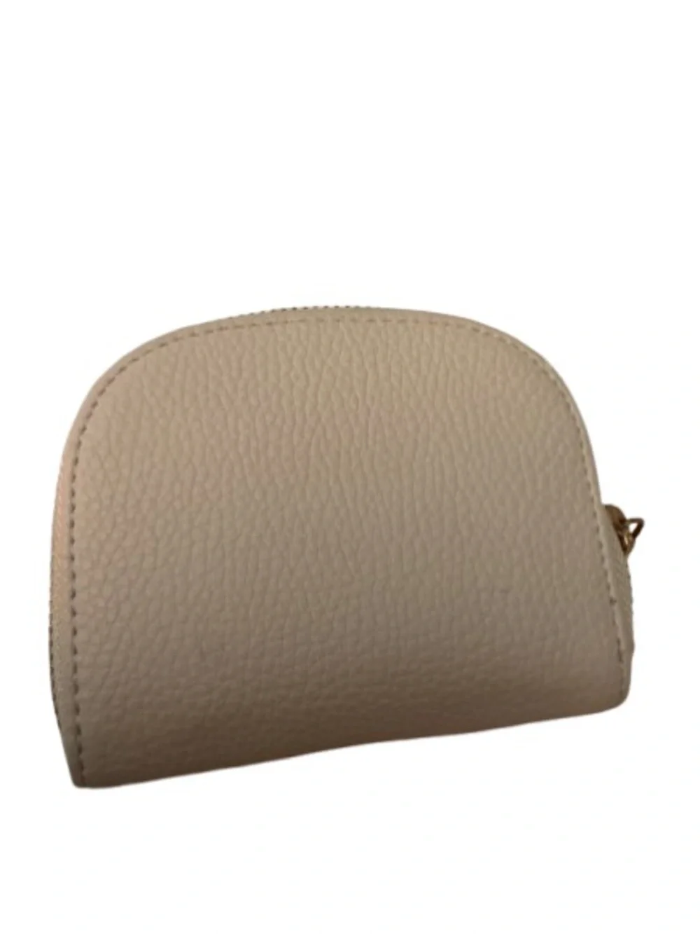 Love & Lore Pebbled Leather Wallet – Compact Beige Coin Purse with Mirror - Picture 2 of 4